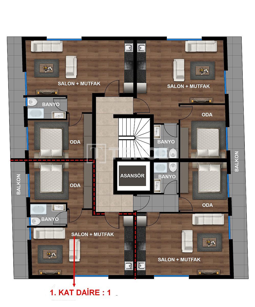 Апартаменты в Анталии, Турция, 60 м² - фото 8