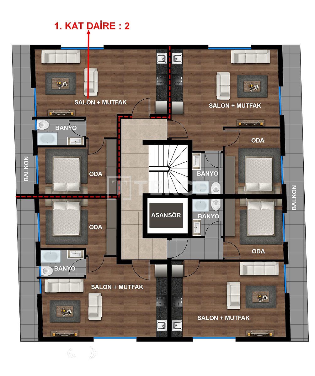 Апартаменты в Анталии, Турция, 60 м² - фото 9