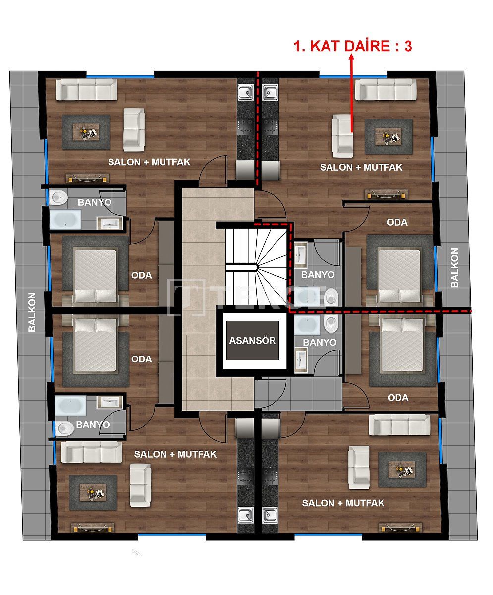 Апартаменты в Анталии, Турция, 60 м² - фото 10