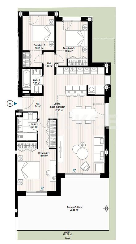 Апартаменты в Касаресе, Испания, 103 м² - фото 14