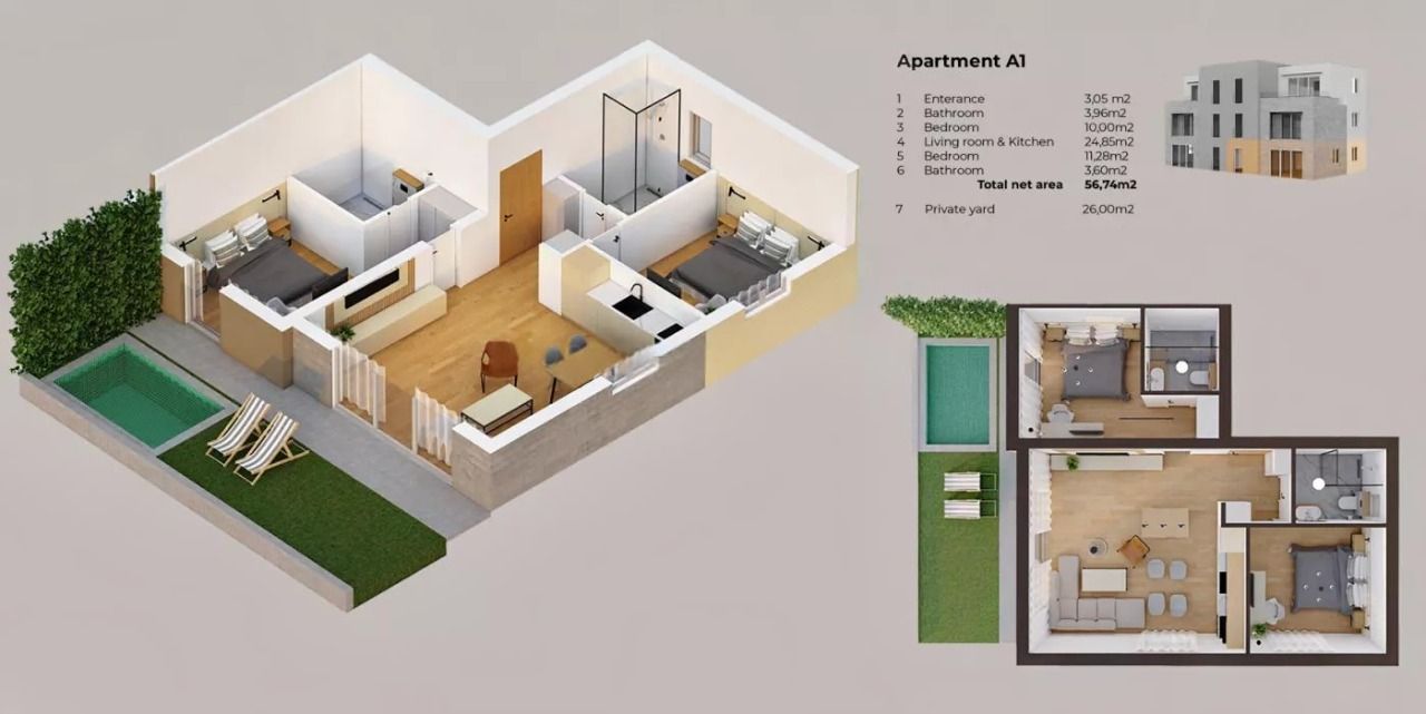 Квартира в Столиве, Черногория, 56 м² - фото 4
