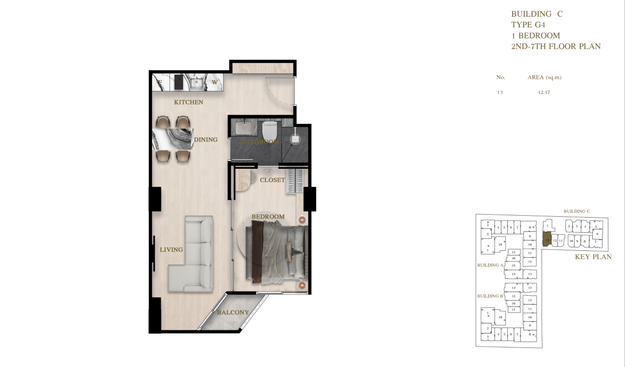 Квартира в Паттайе, Таиланд, 42.47 м² - фото 2
