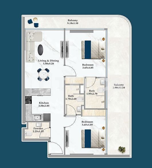 Апартаменты Джебель-Али Вилладж, ОАЭ, 100 м² - фото 15