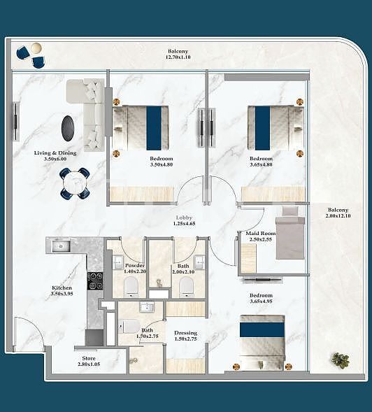 Апартаменты Джебель-Али Вилладж, ОАЭ, 100 м² - фото 16