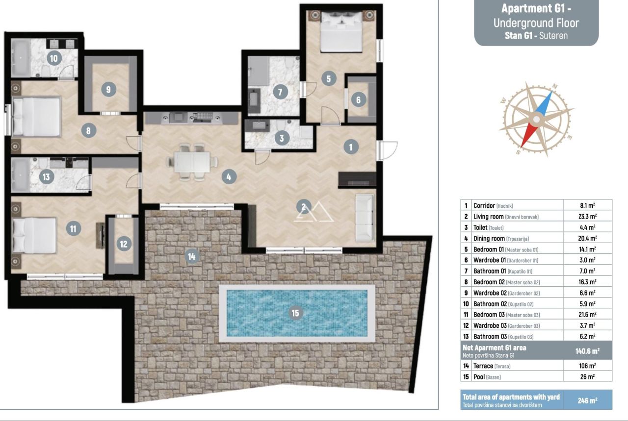 Апартаменты в Тивате, Черногория, 140 м² - фото 13