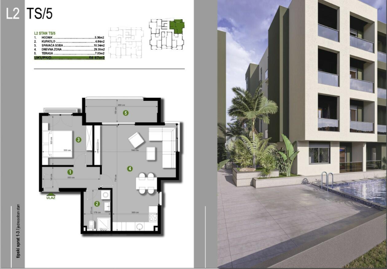 Квартира в Баре, Черногория, 50 м² - фото 6