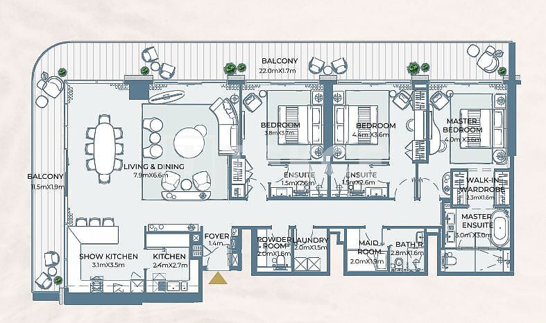 Апартаменты Остров Аль-Марджан, ОАЭ, 76 м² - фото 15