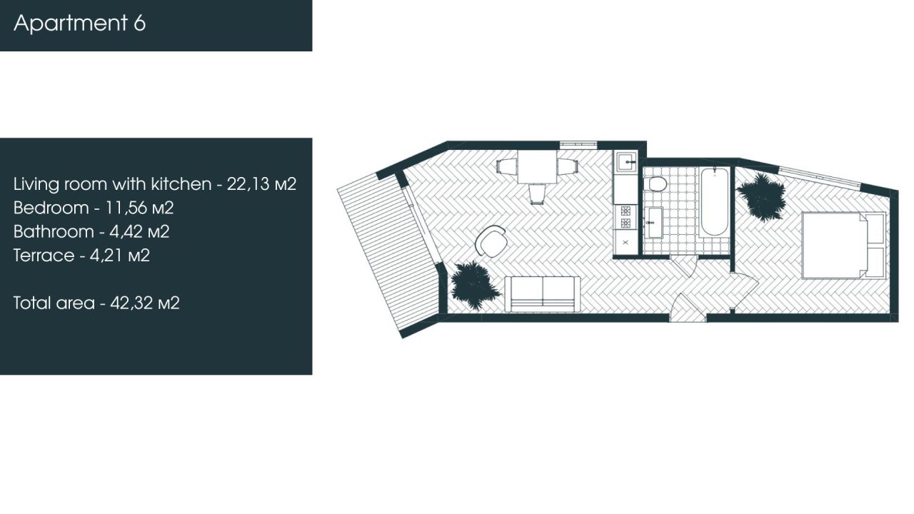 Квартира в Тивате, Черногория, 42.32 м² - фото 13