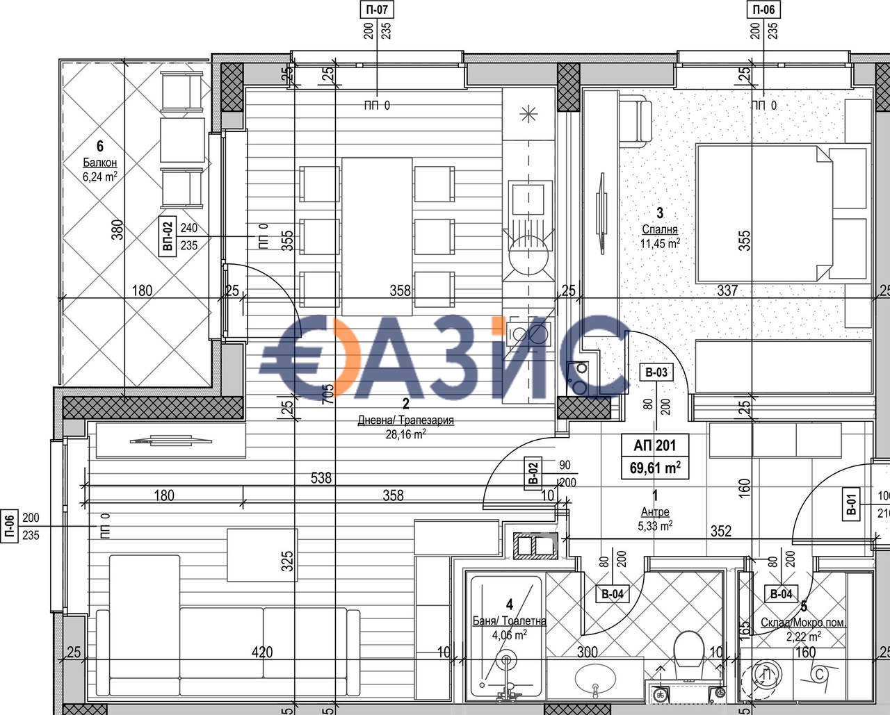 Апартаменты в Несебре, Болгария, 81.4 м² - фото 1