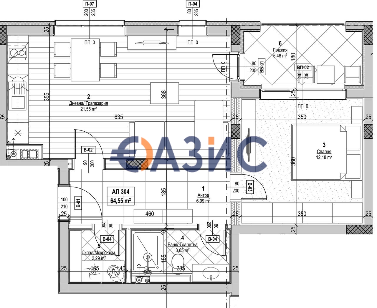 Апартаменты в Несебре, Болгария, 75.6 м² - фото 1