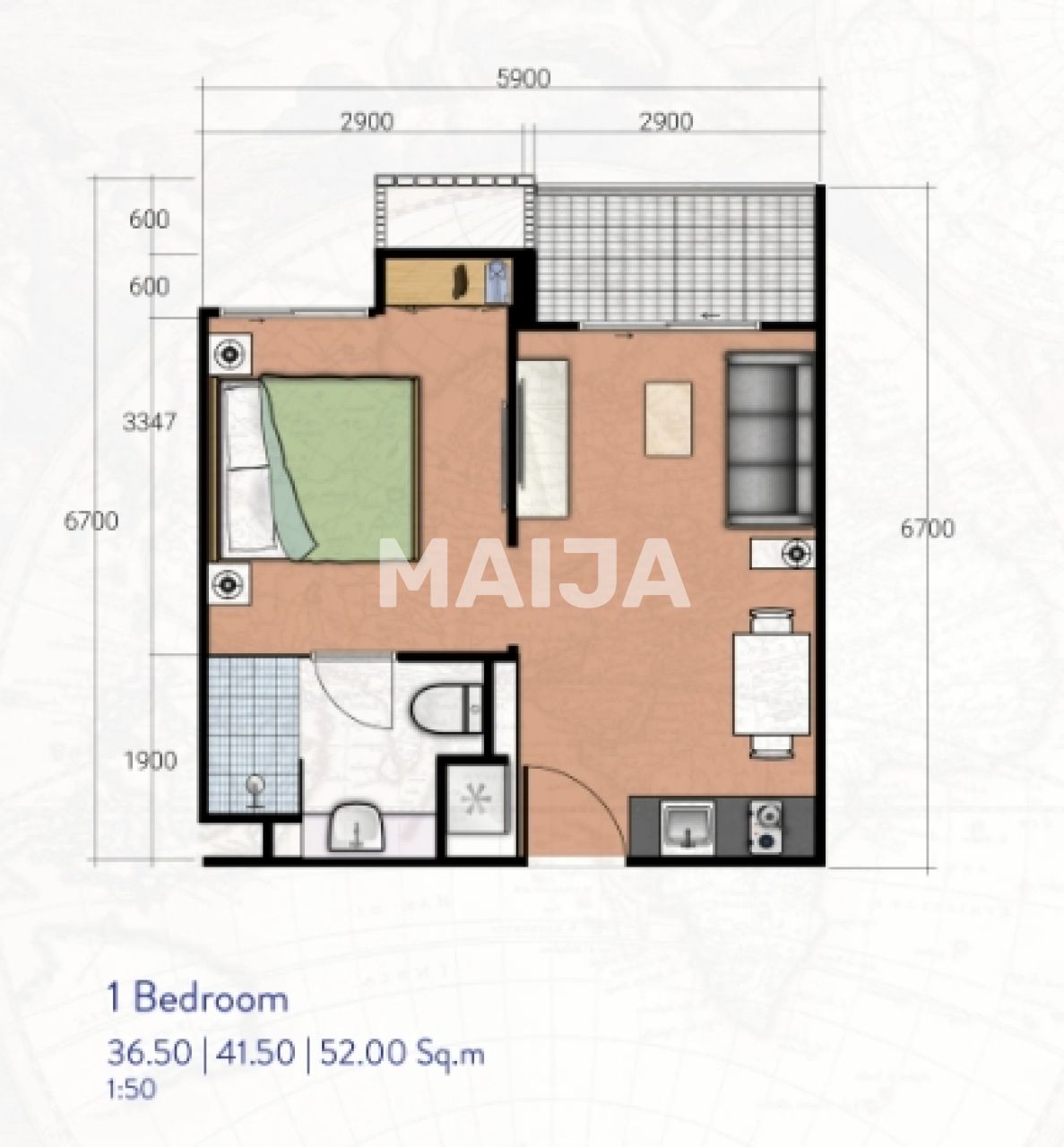 Апартаменты в Паттайе, Таиланд, 36.5 м² - фото 2