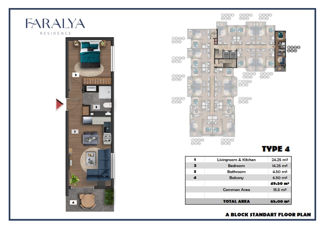 Апартаменты в Алании, Турция, 65 м² - фото 4