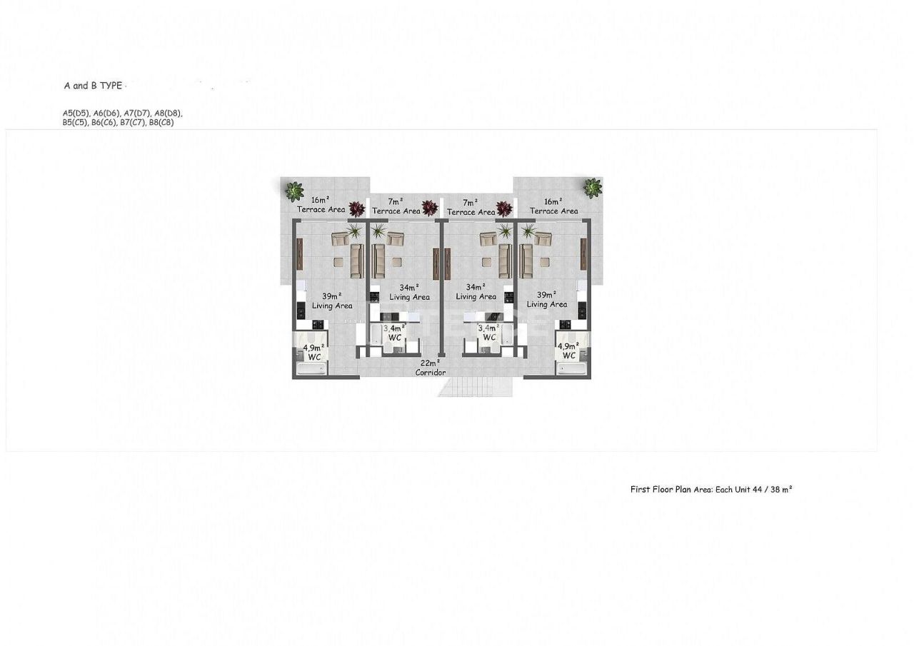 Пентхаус в Кирении, Кипр, 45 м² - фото 12