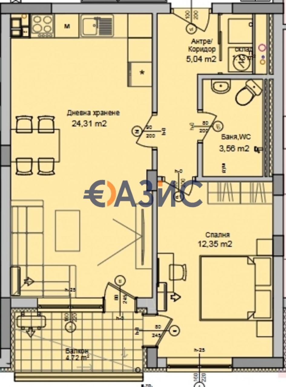 Апартаменты в Сарафово, Болгария, 73.4 м² - фото 2