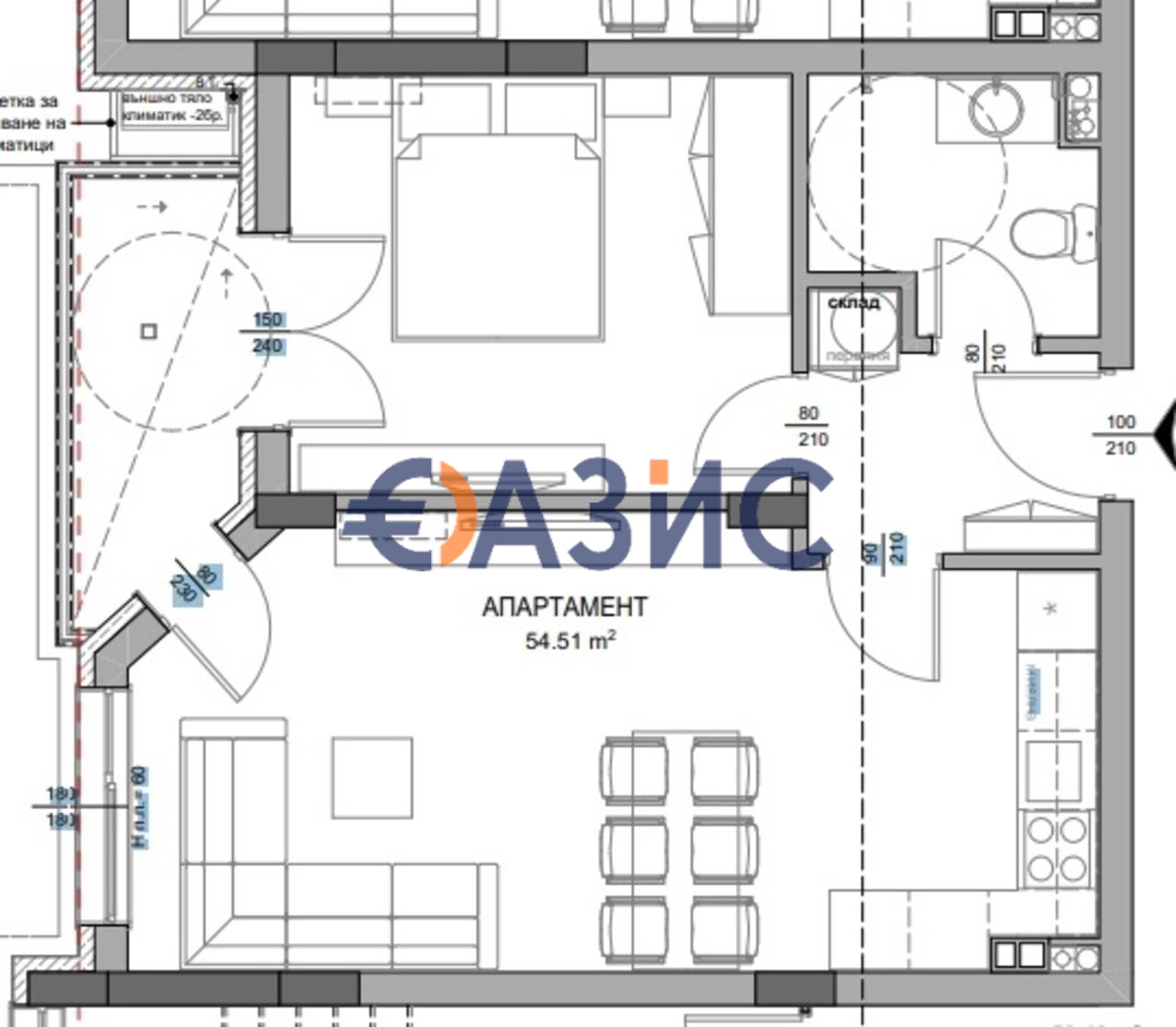 Апартаменты в Несебре, Болгария, 59.5 м² - фото 7