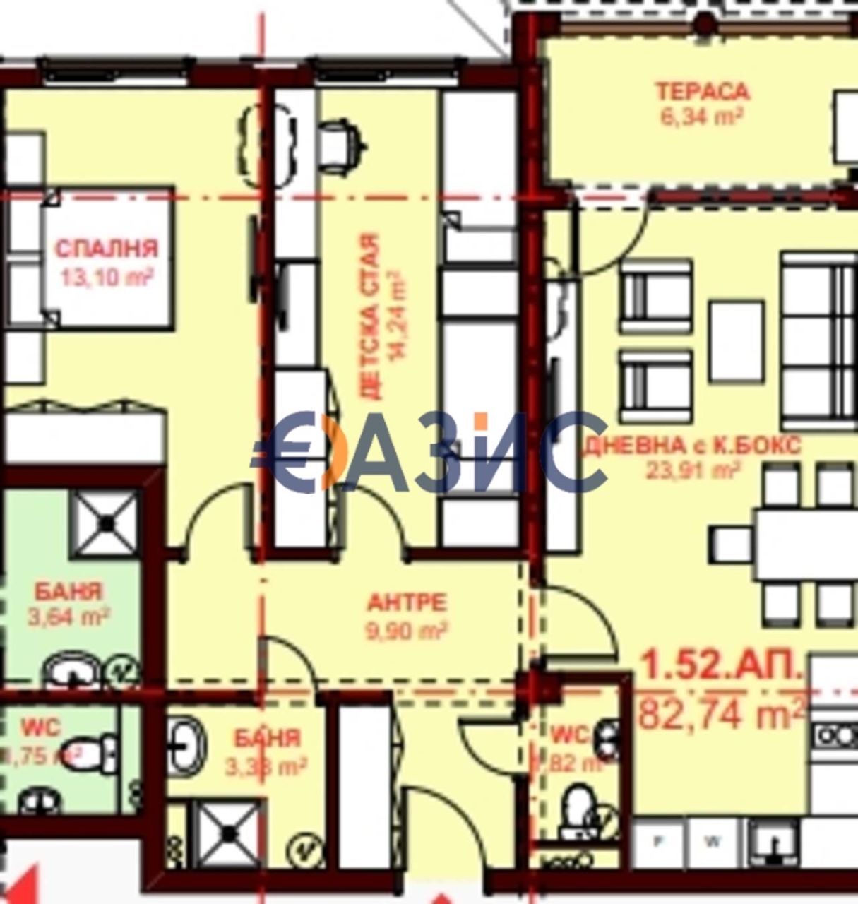 Апартаменты в Святом Власе, Болгария, 104.8 м² - фото 1