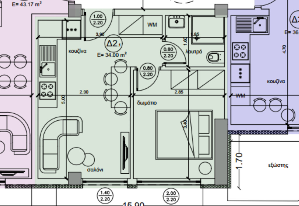 Квартира на Халкидиках, Греция, 46 м² - фото 11