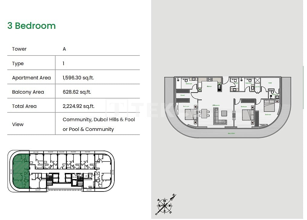 Апартаменты Арджан, ОАЭ, 66 м² - фото 19