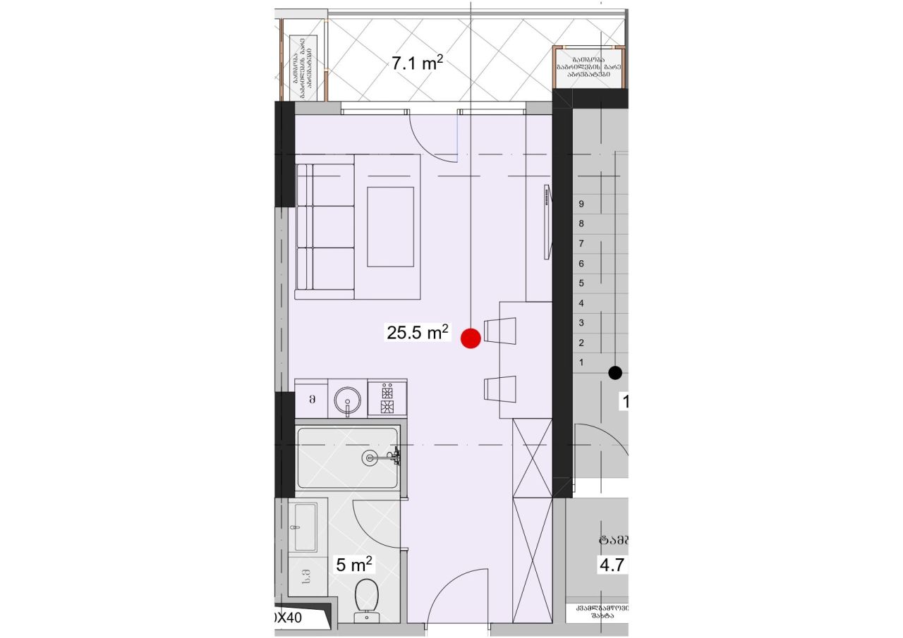 Квартира в Батуми, Грузия, 37.6 м² - фото 1