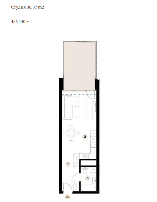 Квартира в Катовице, Польша, 36.37 м² - фото 4