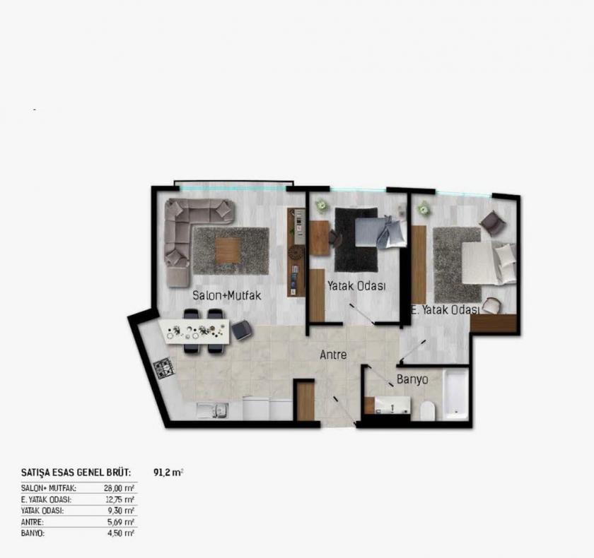 Квартира в Стамбуле, Турция, 92 м² - фото 11