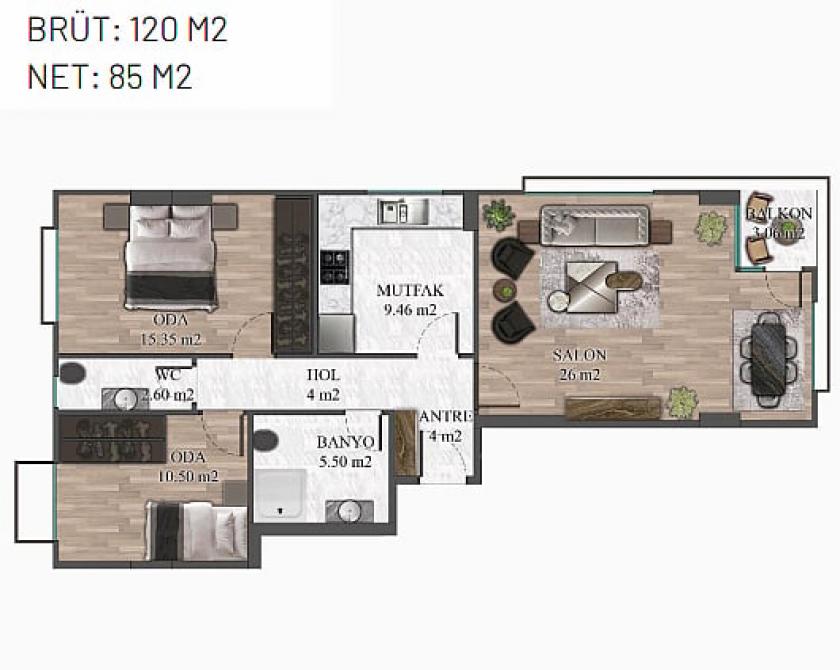 Квартира в Стамбуле, Турция, 120 м² - фото 13