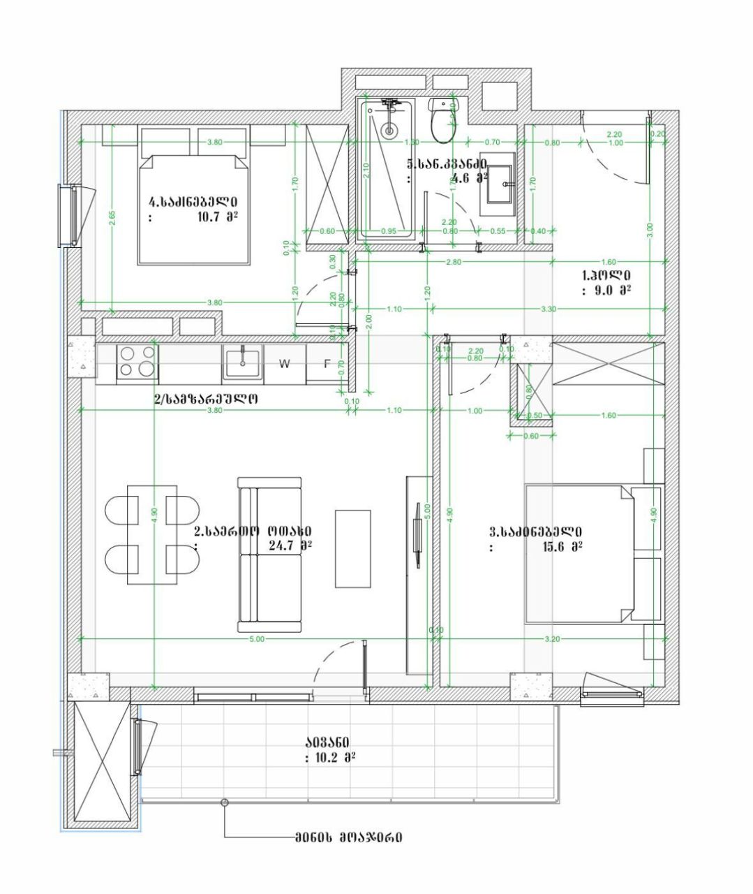 Квартира в Тбилиси, Грузия, 77.8 м² - фото 1