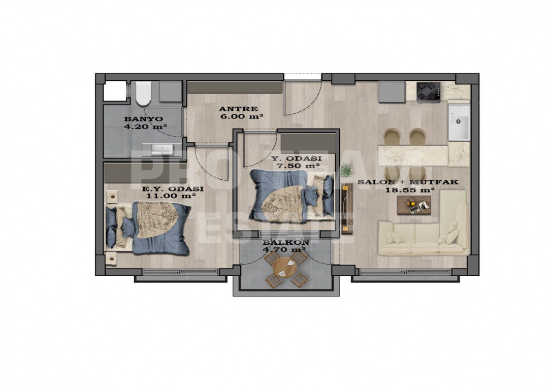 Квартира в Финике, Турция, 60 м² - фото 17