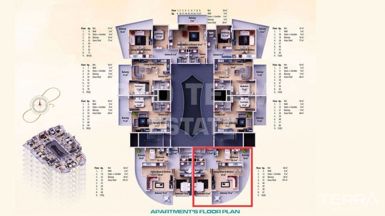 Квартира в Авсалларе, Турция, 63 м² - фото 18