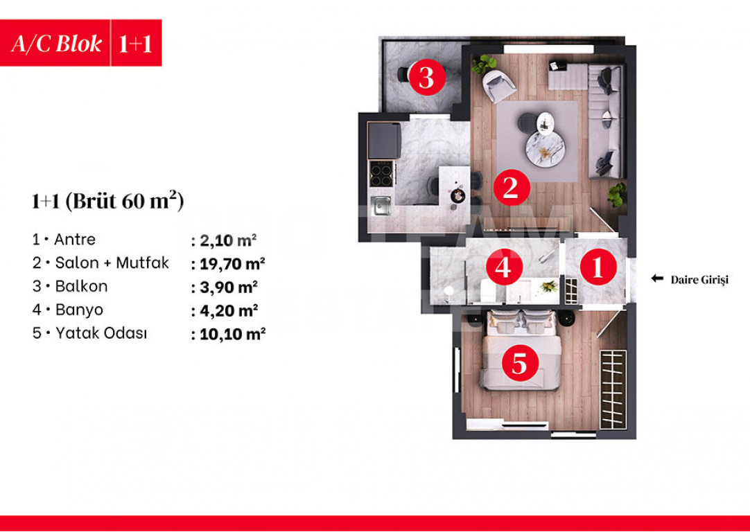 Квартира в Анталии, Турция, 60 м² - фото 18