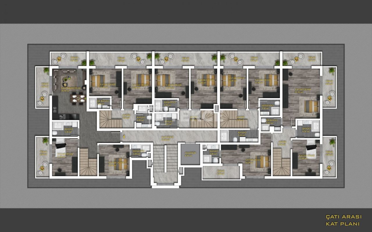 Апартаменты в Алании, Турция, 95 м² - фото 18