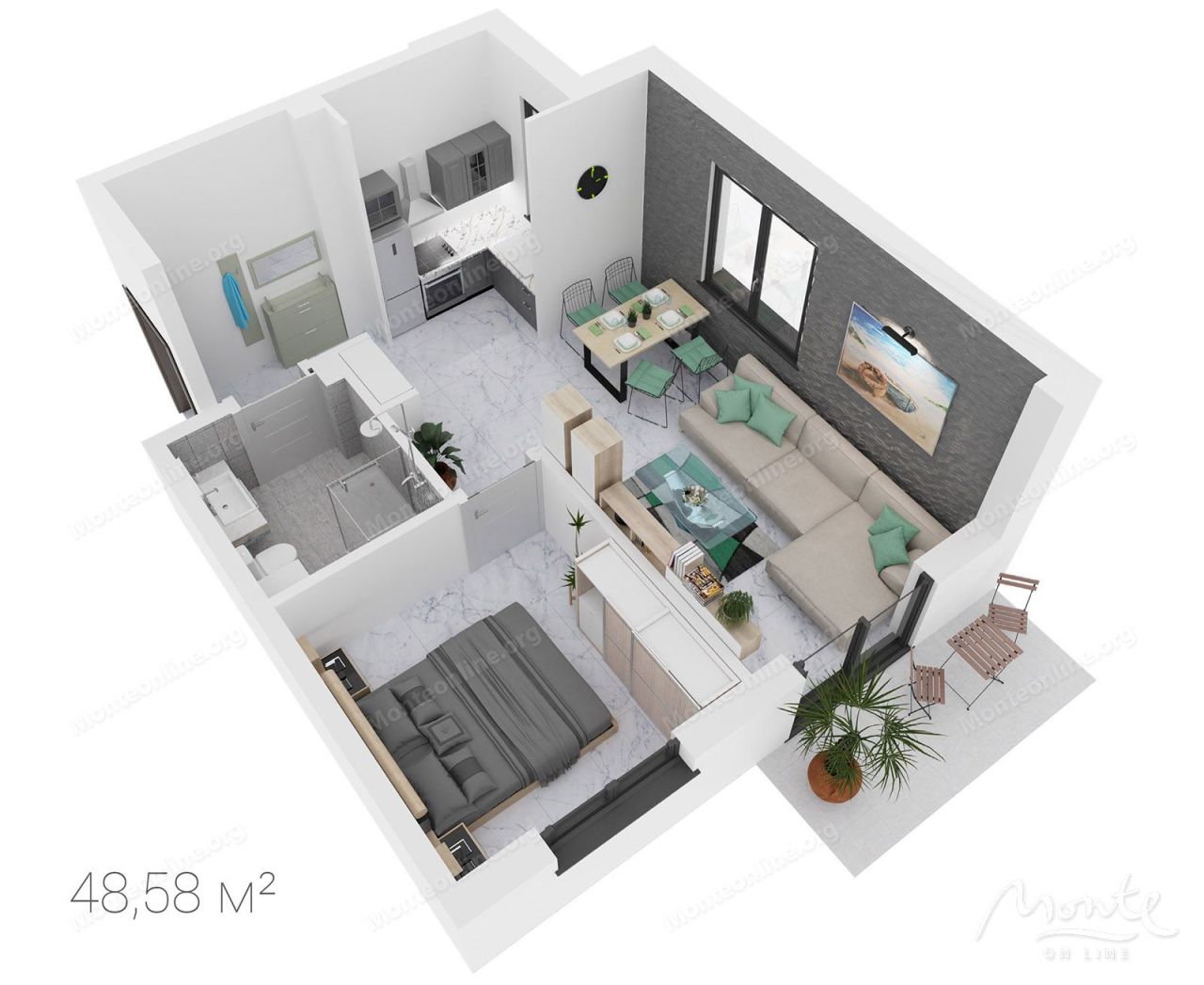 Апартаменты в Доброте, Черногория, 43.96 м² - фото 6