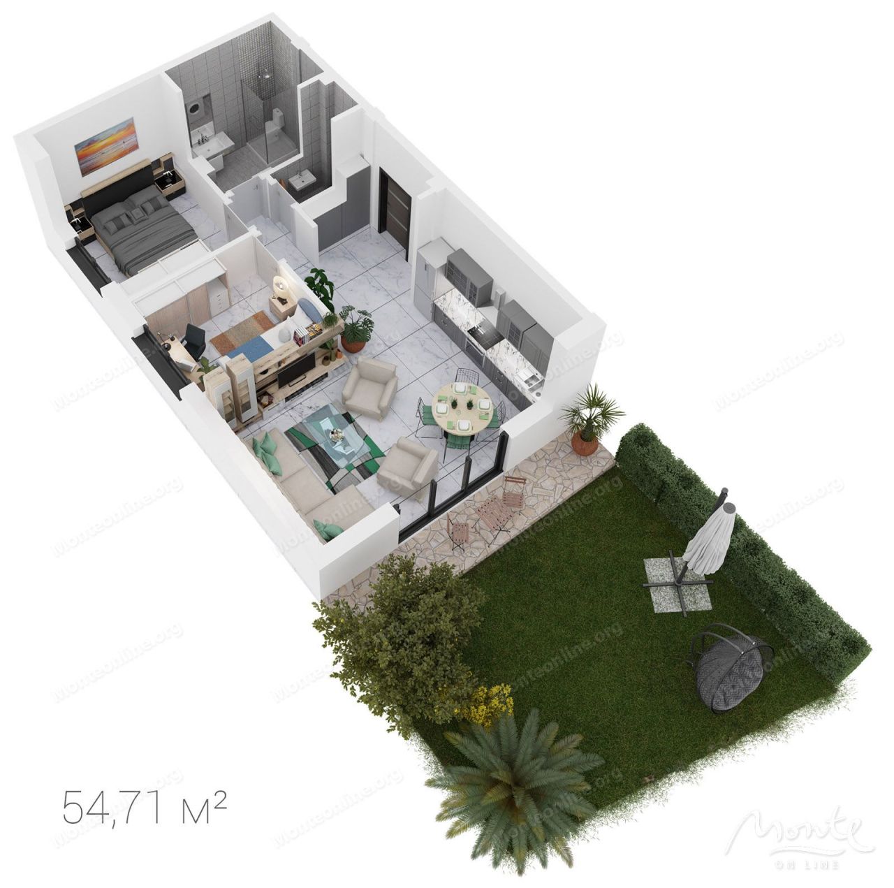 Апартаменты в Доброте, Черногория, 43.96 м² - фото 9