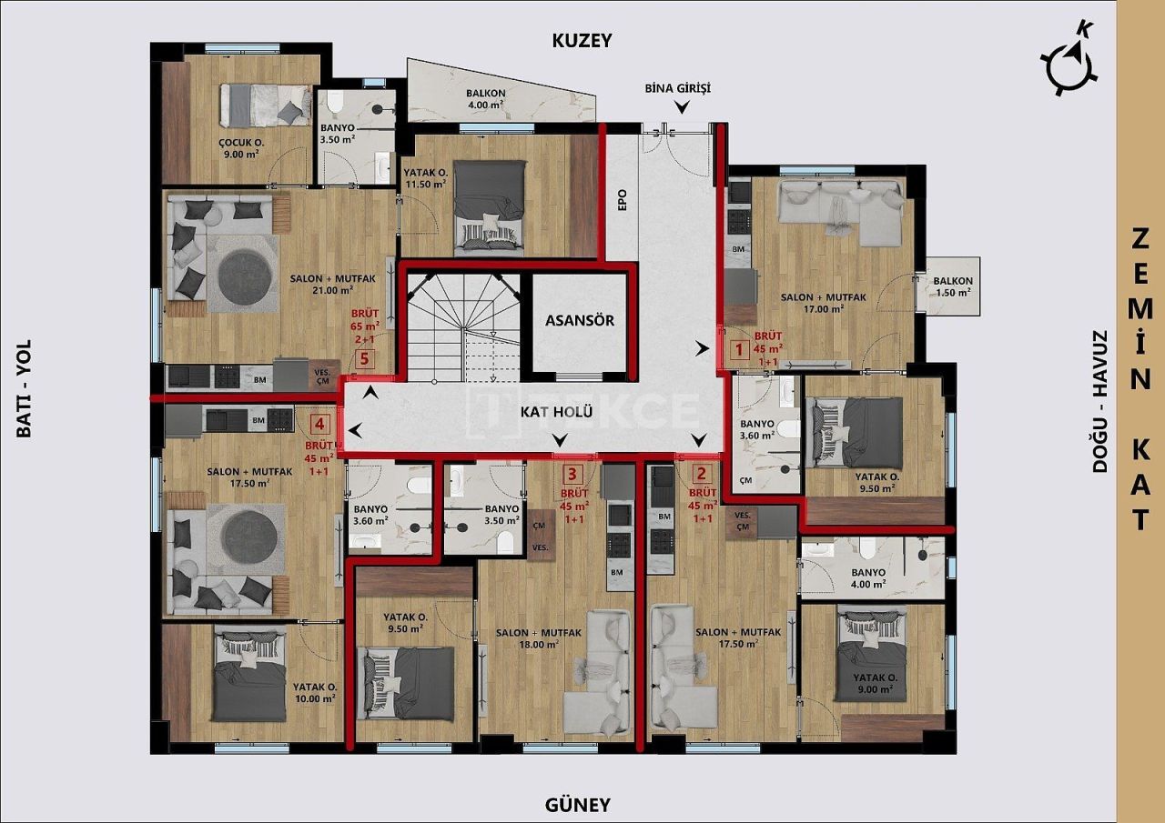 Апартаменты в Анталии, Турция, 60 м² - фото 9