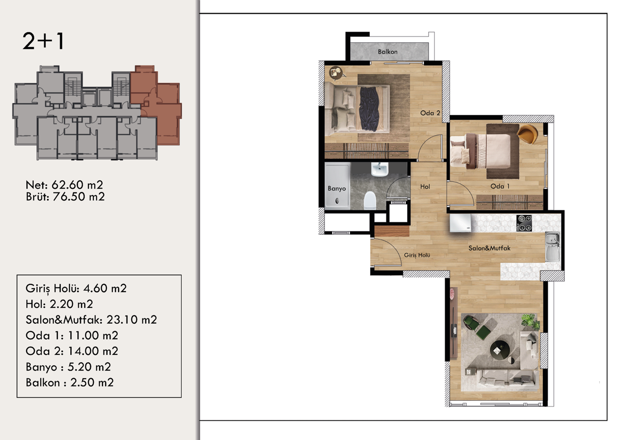 Квартира в Мерсине, Турция, 56 м² - фото 11