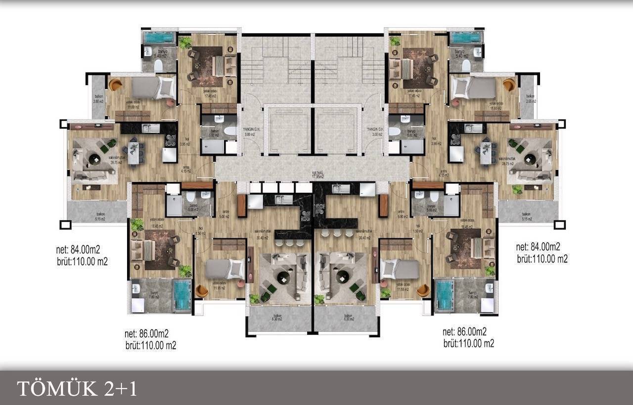 Квартира в Мерсине, Турция, 110 м² - фото 19