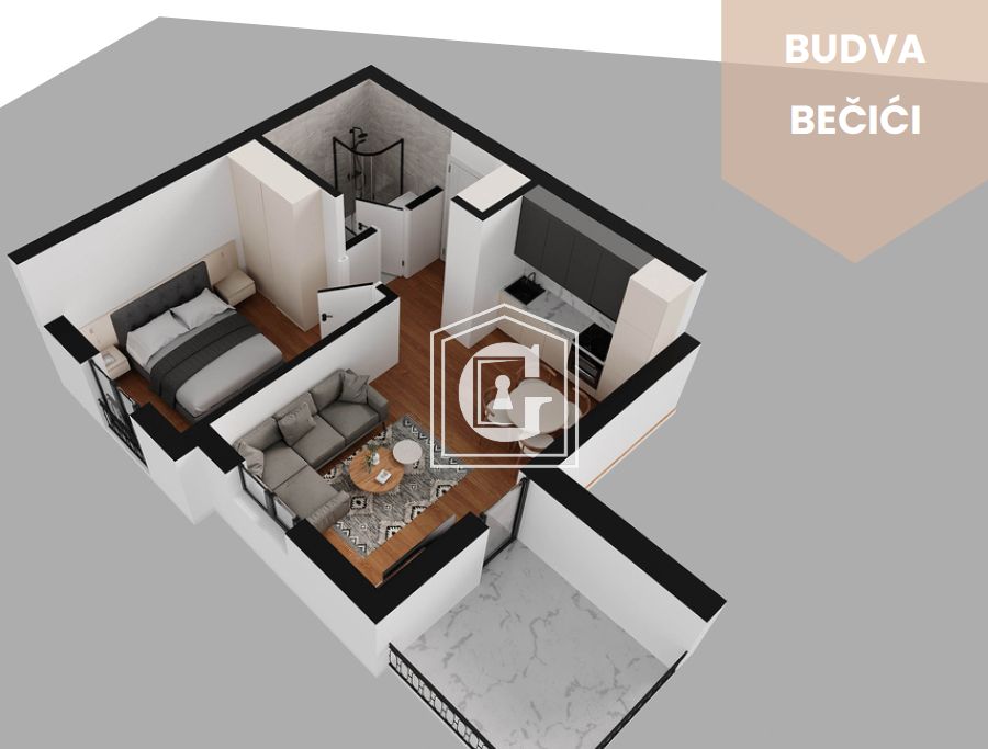 Апартаменты в Бечичи, Черногория, 34 м² - фото 1