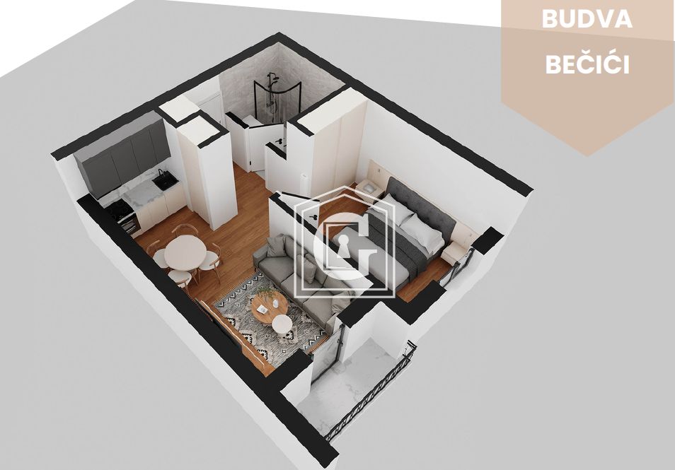 Апартаменты в Бечичи, Черногория, 34 м² - фото 3