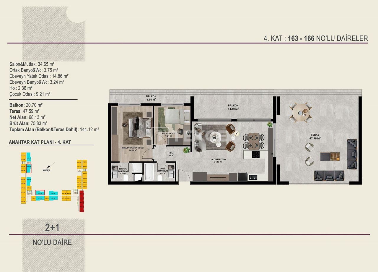 Апартаменты в Анталии, Турция, 48 м² - фото 19