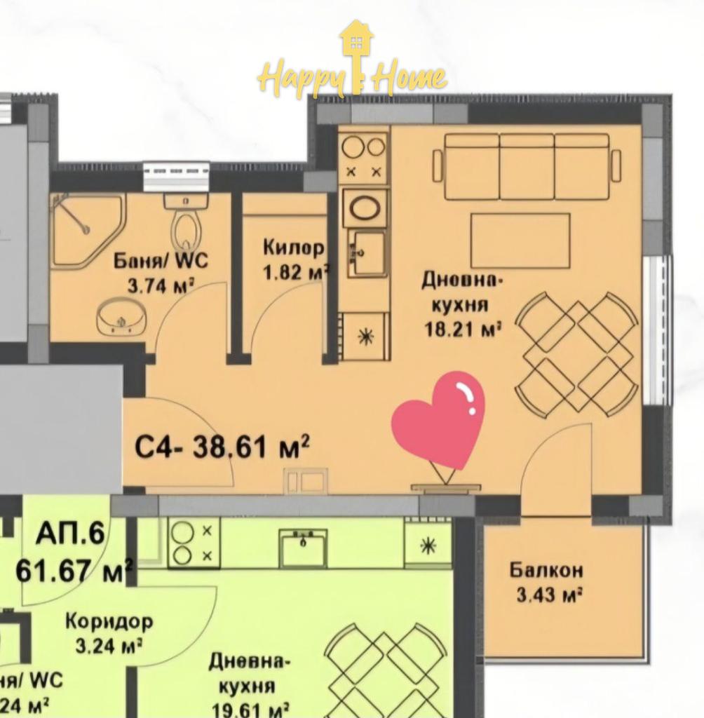 Студия на Солнечном берегу, Болгария, 37.3 м² - фото 15
