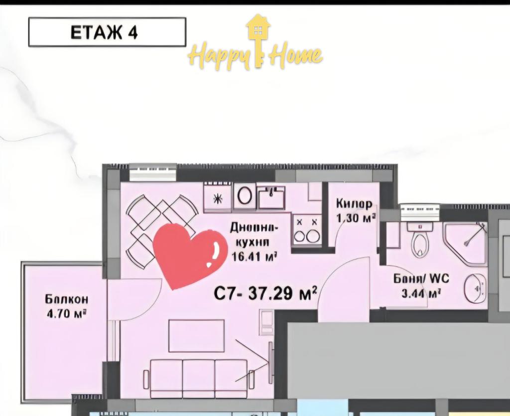 Студия на Солнечном берегу, Болгария, 37.3 м² - фото 11