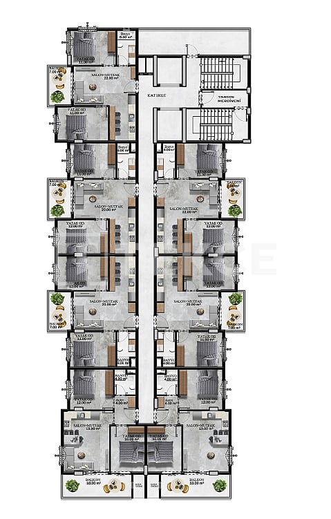 Апартаменты в Алании, Турция, 65 м² - фото 10