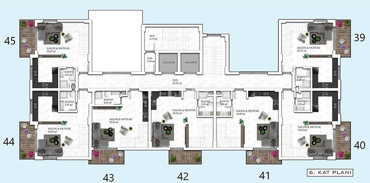 Апартаменты в Алании, Турция, 60 м² - фото 17