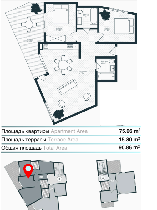 Квартира в Тивате, Черногория, 90.8 м² - фото 3