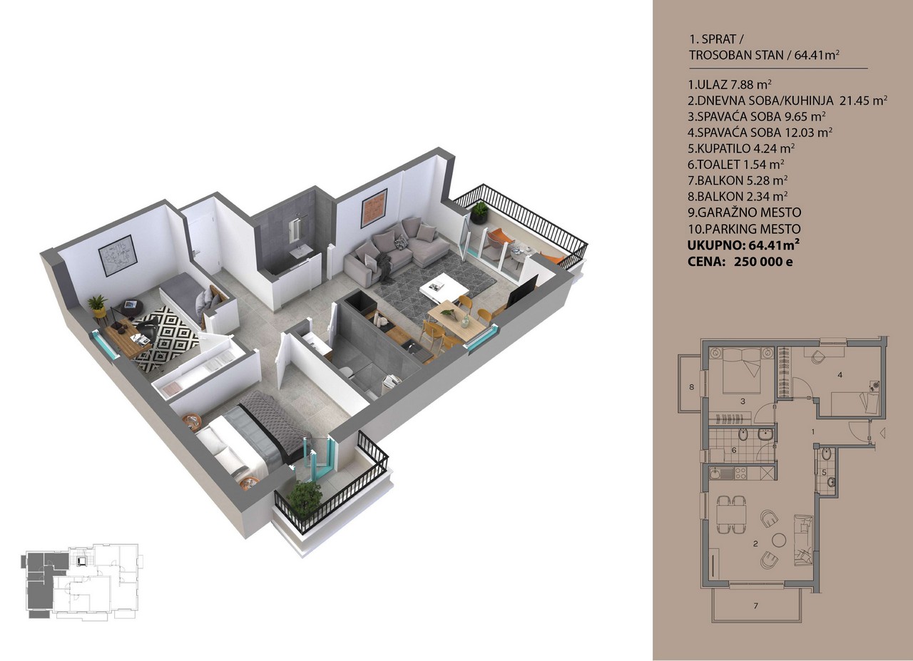 Апартаменты в Доброте, Черногория, 64 м² - фото 10