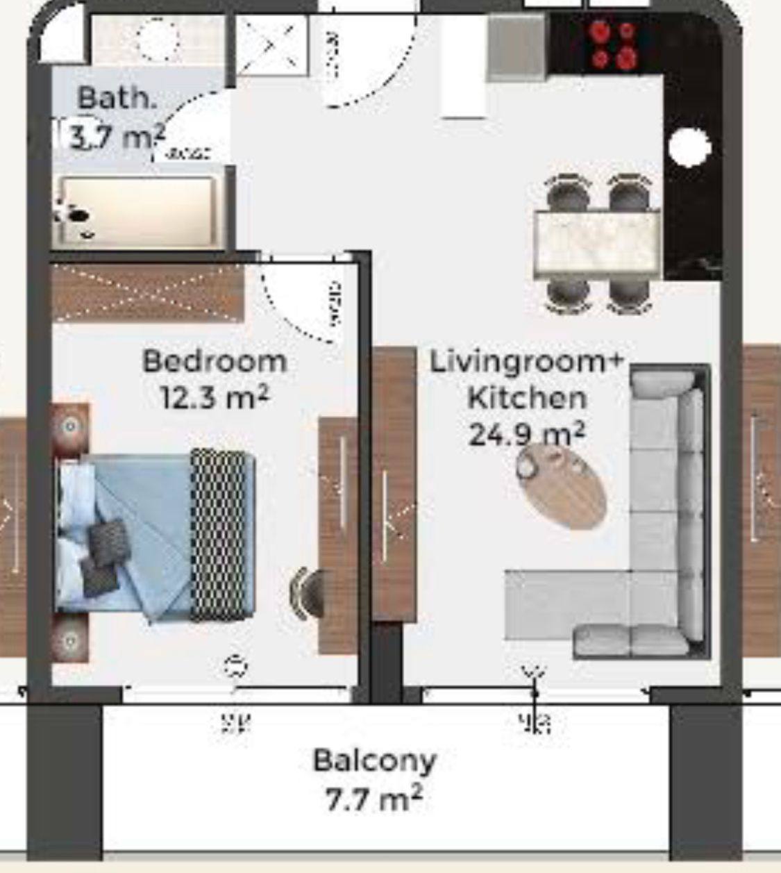 Квартира в Алании, Турция, 50 м² - фото 15