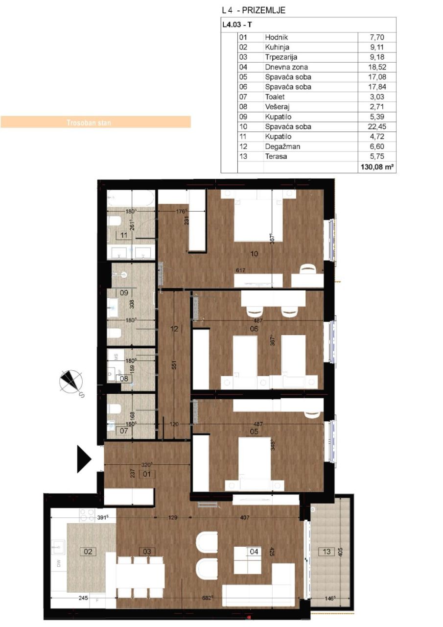 Апартаменты в Подгорице, Черногория, 120 м² - фото 18