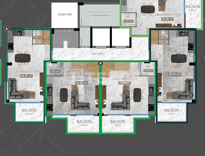 Апартаменты в Алании, Турция, 59 м² - фото 12