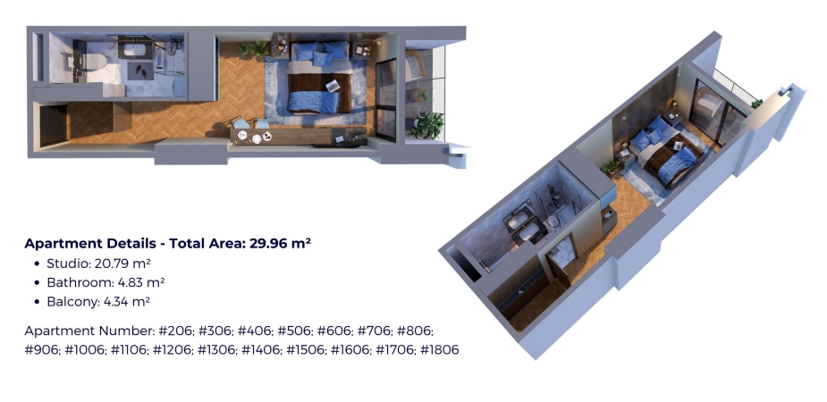 Апартаменты в Батуми, Грузия, 29.96 м² - фото 10