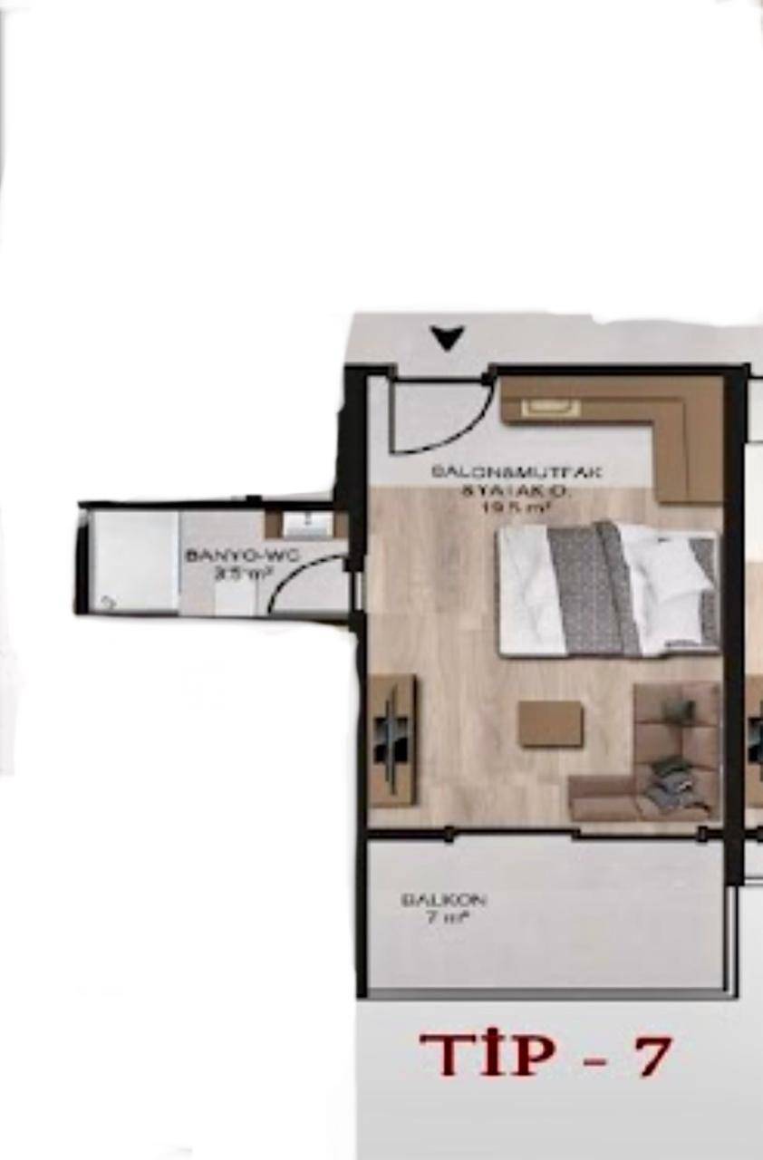 Квартира в Мерсине, Турция, 40 м² - фото 11